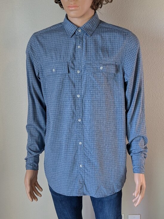 Prana Other - PrAna Shirt Men's Size ST Blue Gingham Garvan Button-up Vented Long Sleeve Shirt